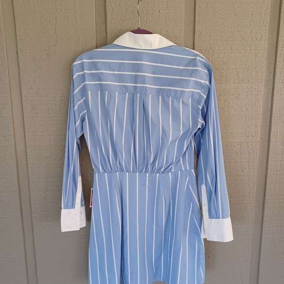 Veronica Beard Poppe Striped Dress Size 8 Preppy Cotton Blend Long Sleeve Collar - Picture 6 of 16